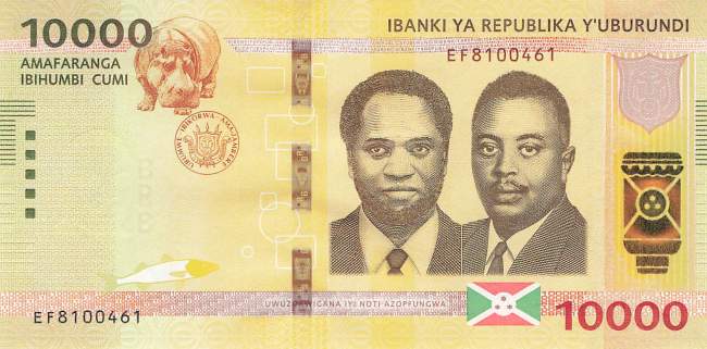 Burundi p54b 10000 Francs 2018